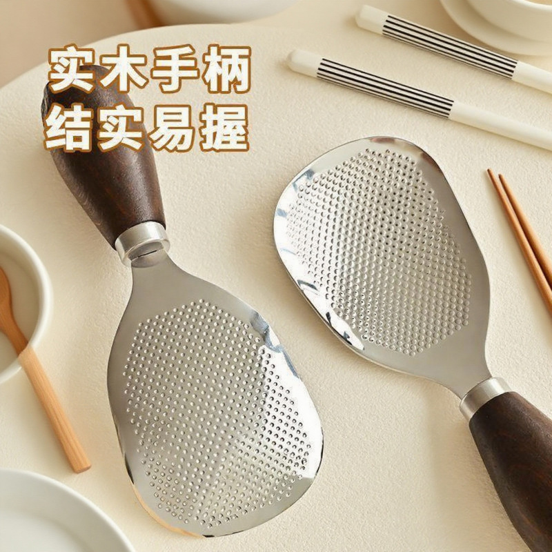 木质手柄不锈钢饭勺家用可立式不粘米饭铲子打饭勺子电饭煲盛饭勺|undefined