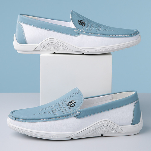 Spring Leisure Men's Leather Dabao Shoes Lazy One-Piece Driving Shoes Soft Face Youth Slip-On