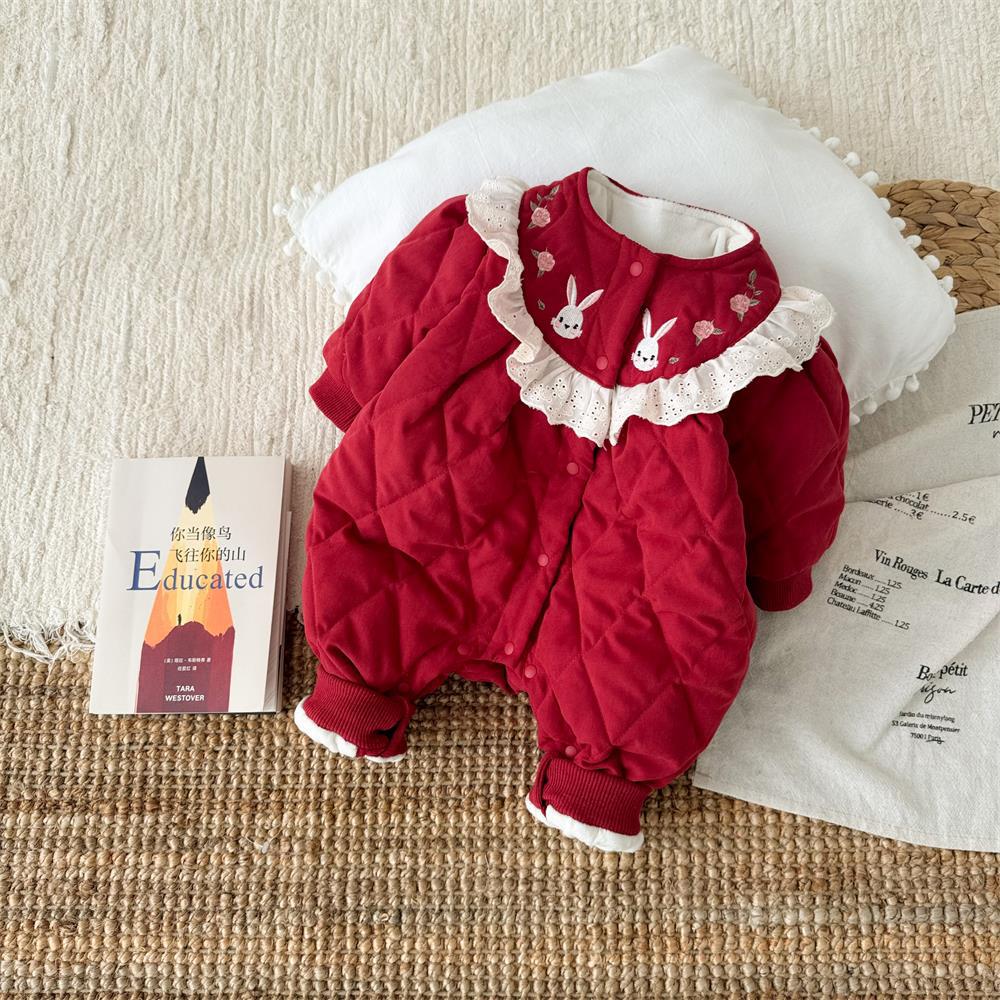 Ropa de bebé Ropa de otoño e invierno Ropa de bebé de una pieza Princesa más algodón acolchado de terciopelo Ropa de algodón súper linda para bebés Ropa de salida de invierno