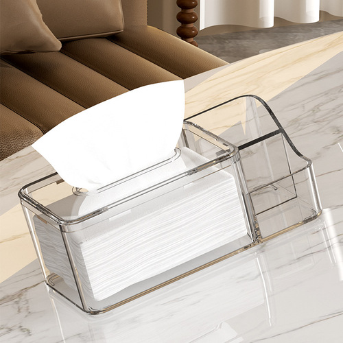 Desktop transparent tissue box facial tissue restaurant napkin storage box Nordic simple home living room paper box push
