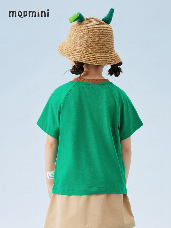 MQDmini 子供服女の子 Tシャツ半袖夏新作中小型子供服ベビー同色ラグランスリーブアイストップ|undefined