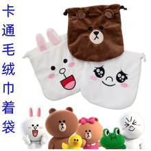 出口日本卡通束口袋毛绒收纳袋抽绳袋首饰袋給食袋弁当袋巾着袋