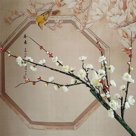中式梅花腊梅花枝假花仿真花家居客厅电视柜装饰品摆件干花盆景|undefined