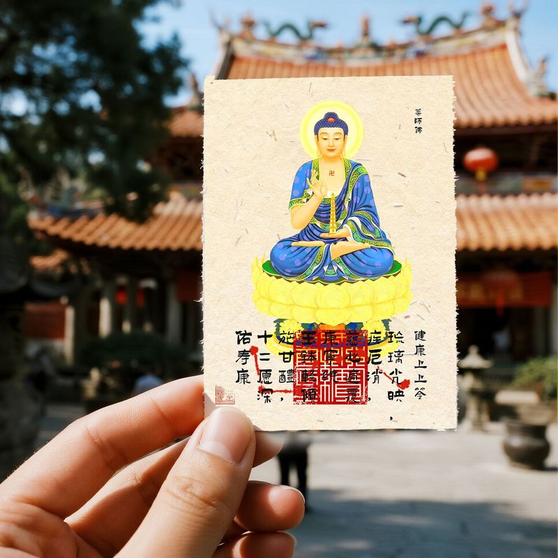 小红书爆款千佛山东方三圣药师佛寺庙文创招财保平安贴纸手机贴|undefined