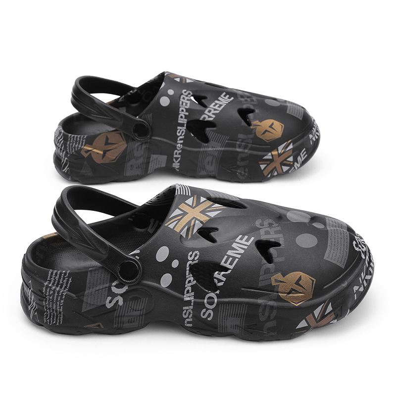 Zapatillas de verano para hombres con suela gruesa, sandalias de playa, zapatos de mierda, dos zapatos de hombre al aire libre.