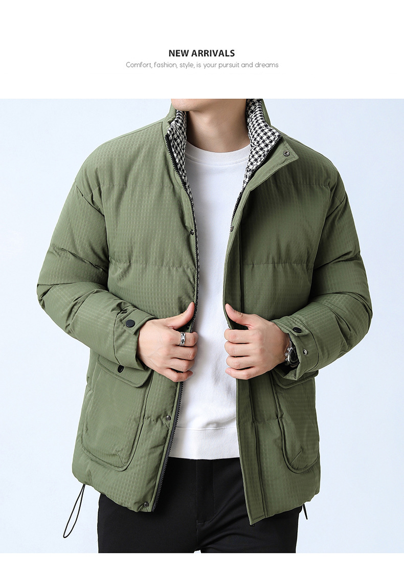 Veste en coton ample à col montant pour homme, vêtement d'hiver épais et chaud, version coréenne_voghion.com