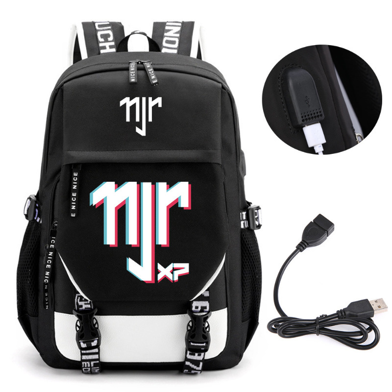 Estrellas de fútbol transfronterizas mochila perimetral mochila de computadora USB de gran capacidad para adolescentes bolsas escolares