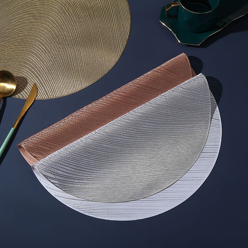 Cross-border round irregular texture cut-out western table mat, European and American PVC solid color gold foil waterproof oilproof heat-insulating table mat
