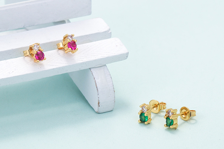 Zircon Inlay Material Geometric Copper Zircon Copper Earrings