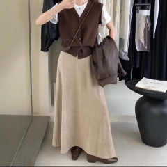 行走滤镜2025秋季美拉德色系咖色麂皮半裙百搭气质风遮肉半身裙女