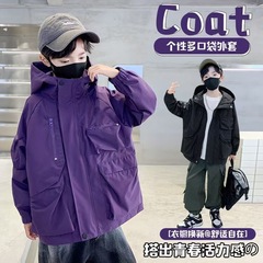 男児コート春秋タイプ2025新型子供服突撃服春男の子潮牌工装風衣春服