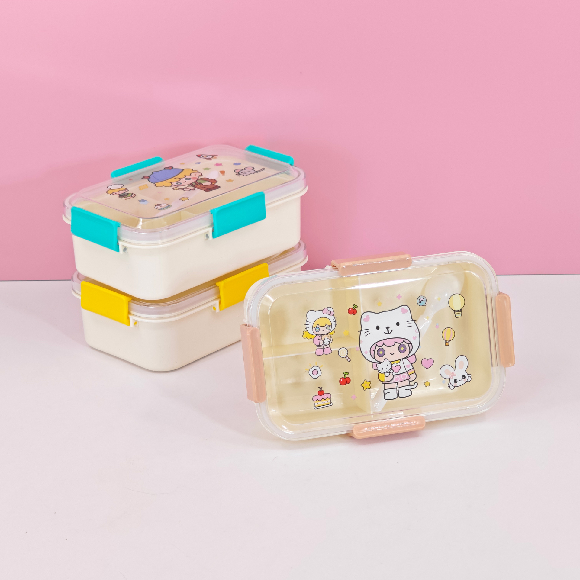 Caja de almuerzo de gran capacidad portátil para adultos para estudiantes puede calentarse por microondas caja de comidas de plástico PP