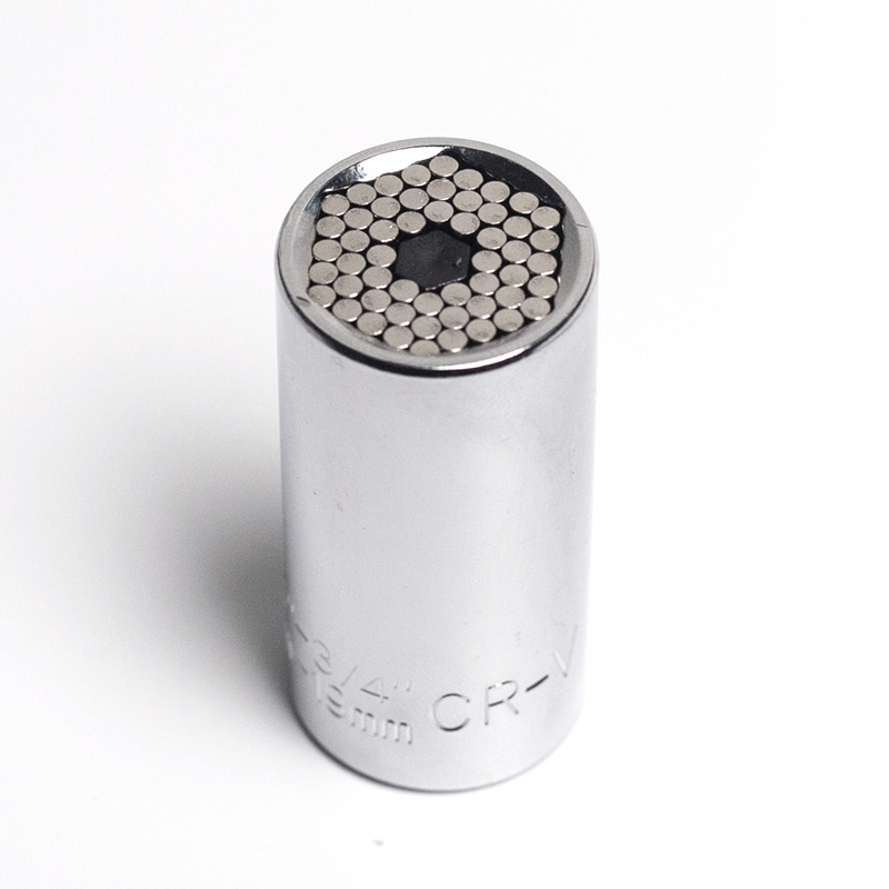 Extensión de Vaso Yunbei Métrico de 7-19 mm con Vástago Hexagonal de 3/8 Pulgadas, Vaso Mágico con Trinquete Plateado de 1/4-3/4 Pulgadas