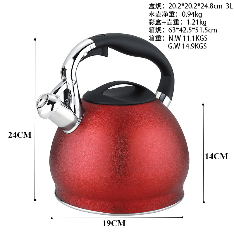 Hervidor de Agua Silbante KV-553 de Acero Inoxidable 201 para Estufa de Gas y Cocina de Inducción