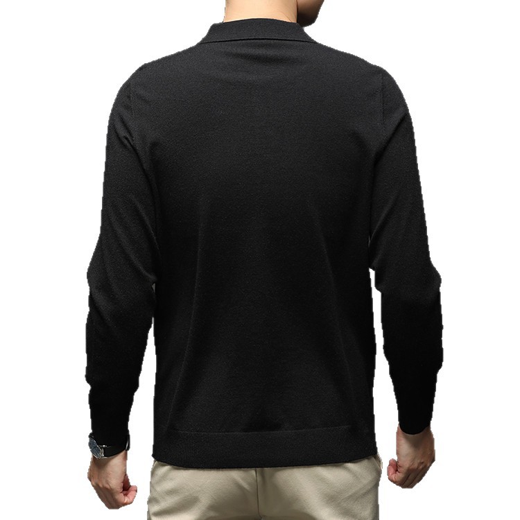 Amazon hombre de manga larga otoño y invierno transfronterizos simple con solapa nueva polo casual camiseta de color sólido