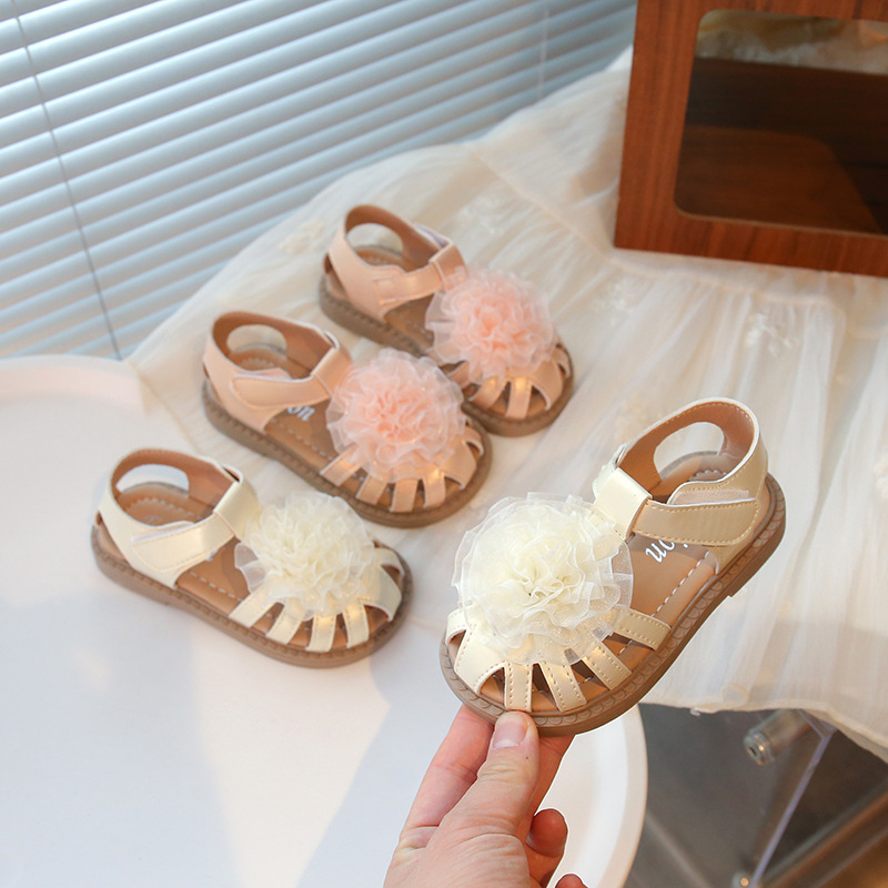 2025 Summer New Children's Princess Shoes Fashion Dance Shoes Flower Toe Girls Soft Sole Sandals Wholesale