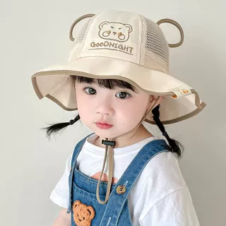宝宝帽子夏季薄款网眼透气大檐遮阳渔夫帽男童女童可爱防晒太阳帽