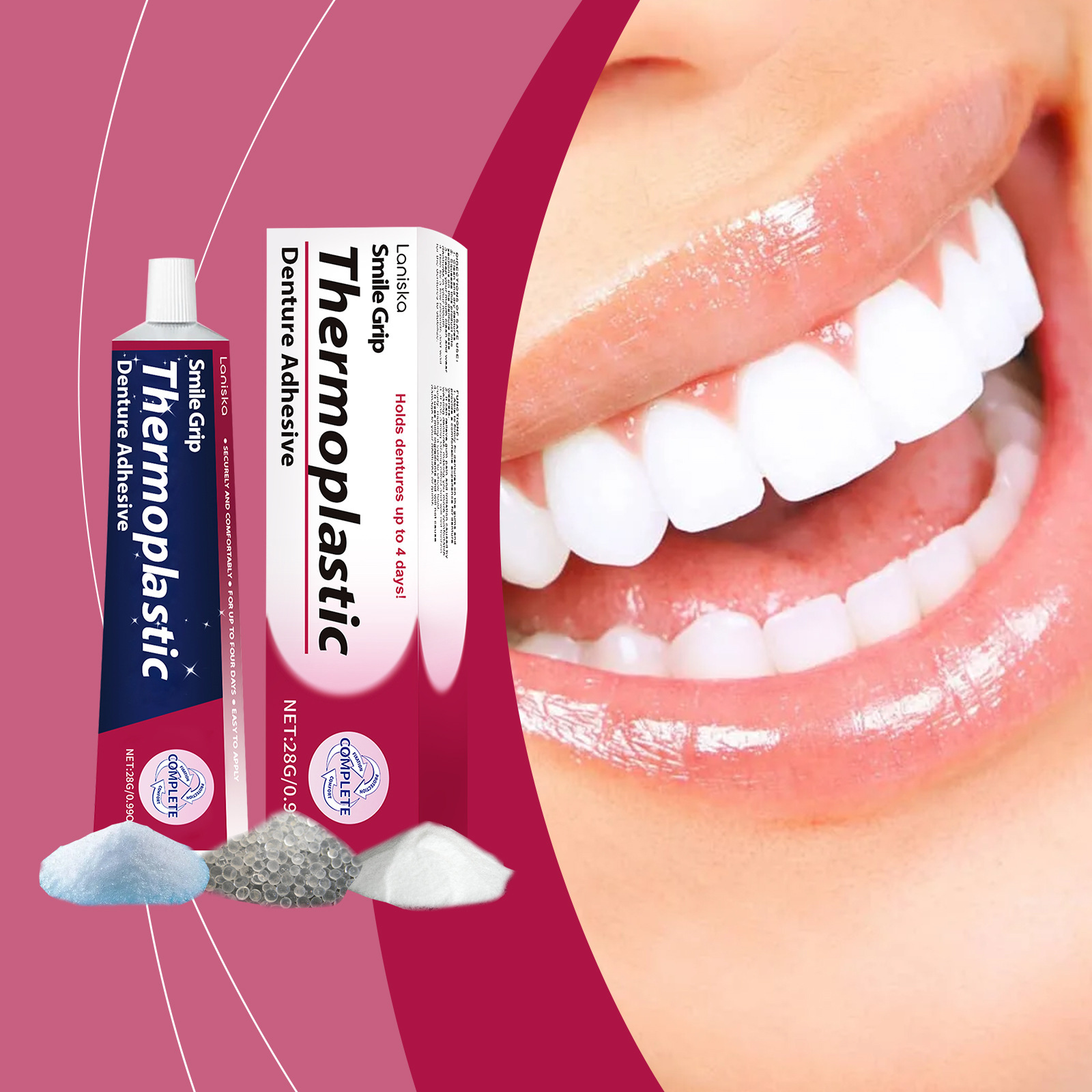 Laniska Denture Fixative Adhesive Thermoplastic Denture Adhesive for Fixing Dentures to Improve Comfort