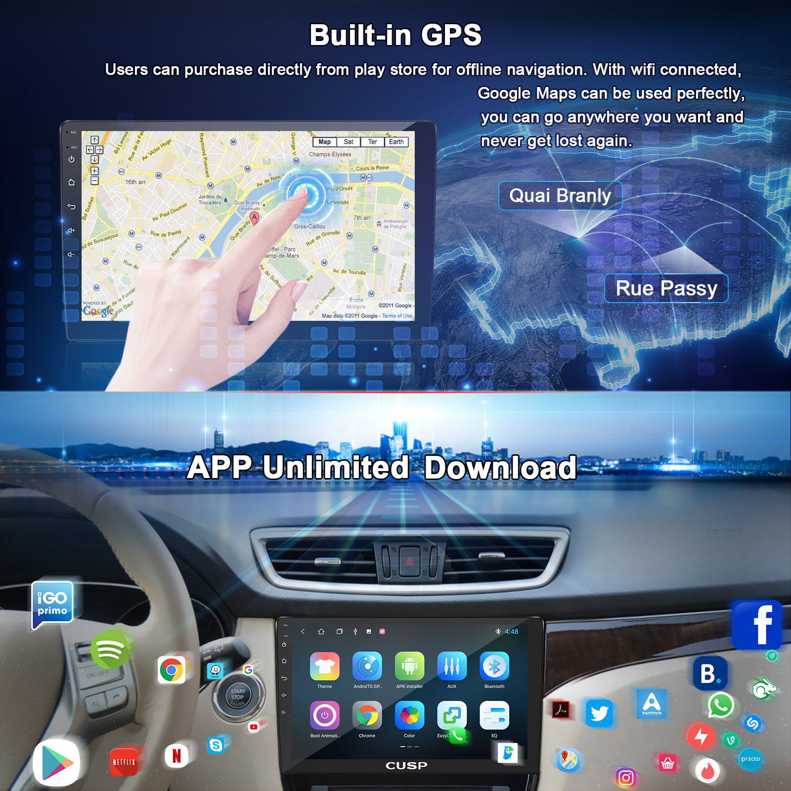 Car Navigation CarPlay 9-inch Screen Android Universal Smart Display