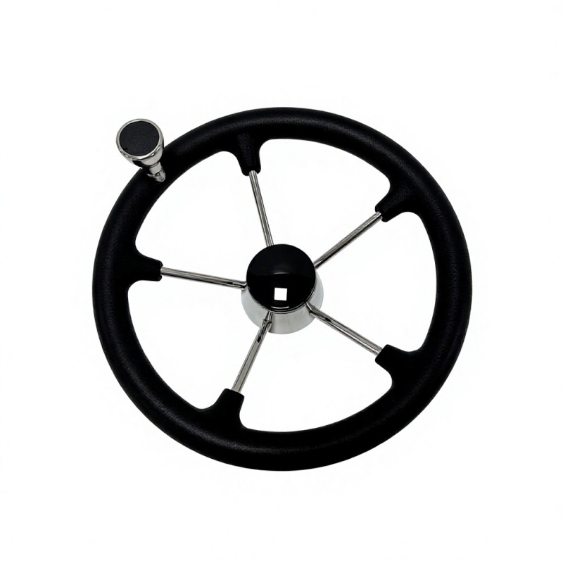 Stainless steel 304 foam grip ring with steering knob, yacht rudder wheel, PU foam anti-slip marine steering wheel