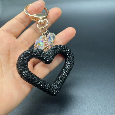Mirror Full Diamond Car | Car hanging - crystal-heart-black