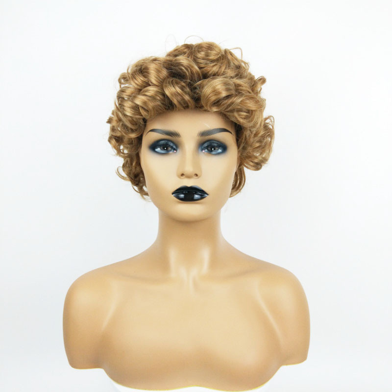 180g Weight Wigs Hairdressing Supplies Short Curly Hair Wig Hairstyle high temperature wire Hair Material Women's Fashion Casual High Temperature Wire Bangs Short Curly Hair Wigs