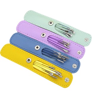 Single spring ear digging stainless steel ear pick spiral ear pick ear pick ear picking tool 6 pieces suit