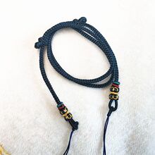 手工编制天珠绿松石蜜蜡圆珠横穿挂件项链绳半成品四面佛结可调节