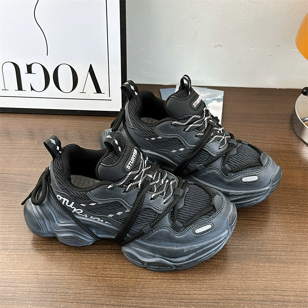 Корейский стиль, модные модные винтажные туфли унисекс на толстой подошве, увеличивающие рост, в уличном стиле, нишевые повседневные дышащие кроссовки