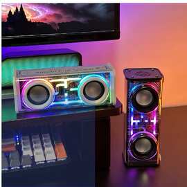戶外无线蓝牙机甲音响双喇叭小钢炮大音量低音振膜彩灯批发立体声
