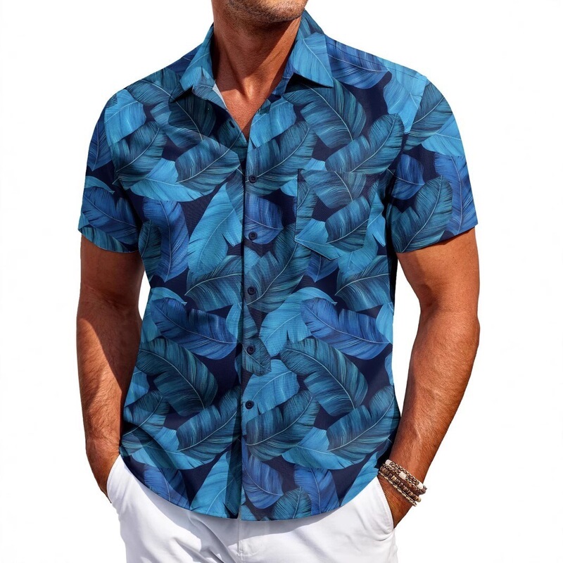 Amazon Men's Shirts Are Versatile and Trendy, New Fashion Trends, Hawaiian Short-Sleeved Shirts, 3D Digital Printing, Holiday Prints