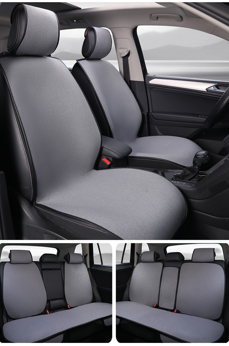 Car seat cushions, suitable for all seasons, made of breathable linen, designed for ventilation and to prevent overheating in summer, and come as a full set for the entire car