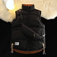 跨境批发潮牌双面穿马甲男女情侣2025新款秋冬季加厚保暖棉服无袖