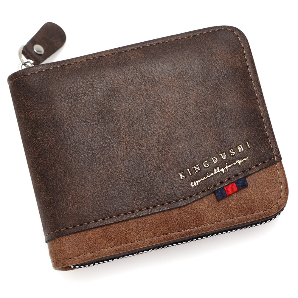 Ventas transfronterizas calientes de moda de color contraste de hombre cartera corta multi-tarjeta brazalete bisagra bolsa de cambio cartera al por mayor
