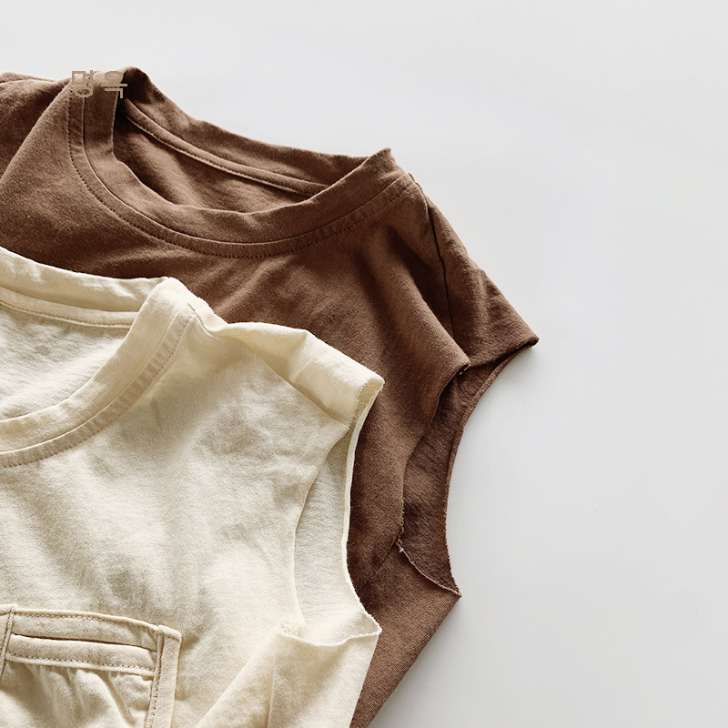 Chaleco sin mangas para niños ~ verano nuevo estilo coreano para niños algodón transpirable camiseta personalizada bebé moda japonesa ropa para niños