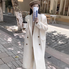 【3008高級感ゆるい気質正肩スーツ復古ウールコート小衆フランス中長タイプ女性コート