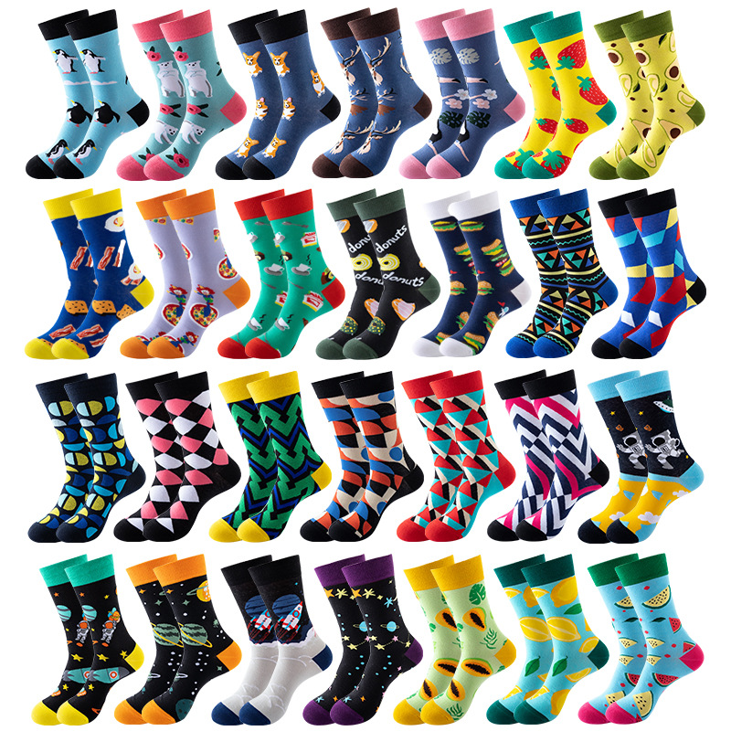 Cross-Border New Style Personalized Mid-Calf Cotton Socks Autumn and Winter Ins European and American Socks Men and Women Export Trendy Socks Amazon Socks Wholesale