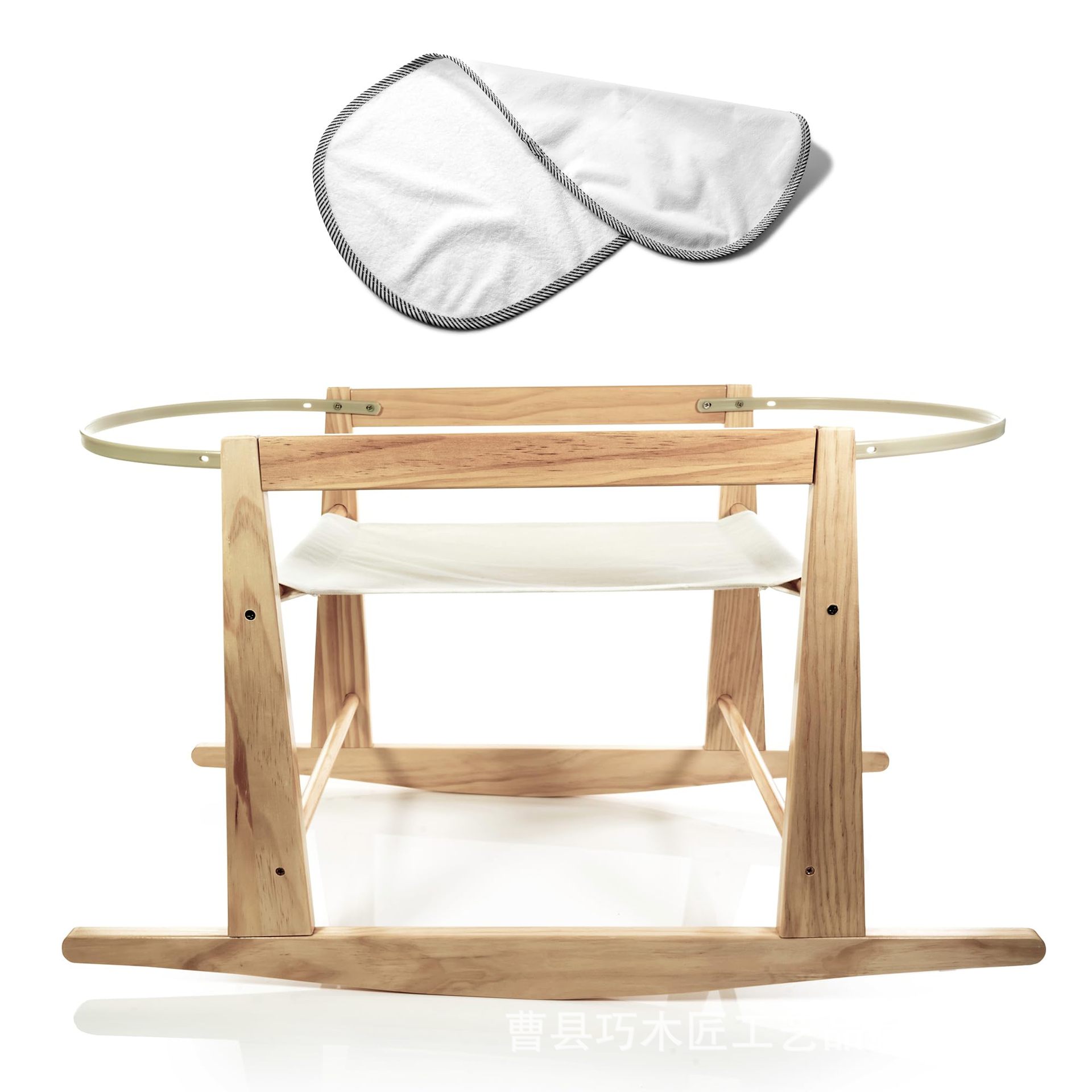 Wooden Baby Cradle Wooden Swing Moses Blue Frame Adjustable Children's Rocking Chair Wooden Baby Sleeping Blue