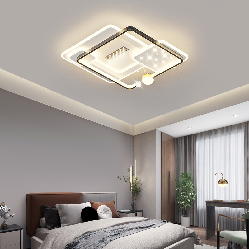 Lámpara de techo de sala de estar de lujo, protección ocular de espectro completo, lámpara colgante de dormitorio principal, ambiente moderno, simple, ultrafino, ahorro de energía