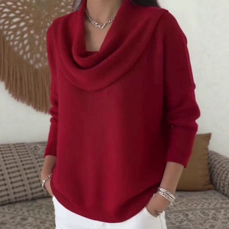 2025 Cross-Border Export Women's Clothing Independent Station Amazon Aliexpress Autumn and Winter New Pure Color Long-Sleeved Tops and Sweaters