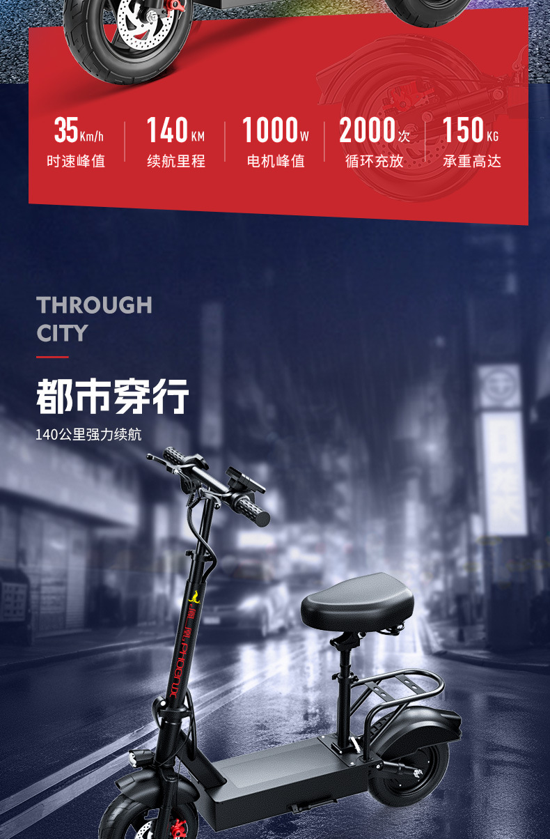 Phoenix Electric Scooter, Two-Wheel Adult Commuter Scooter, Foldable Electric Scooter for Delivery Services