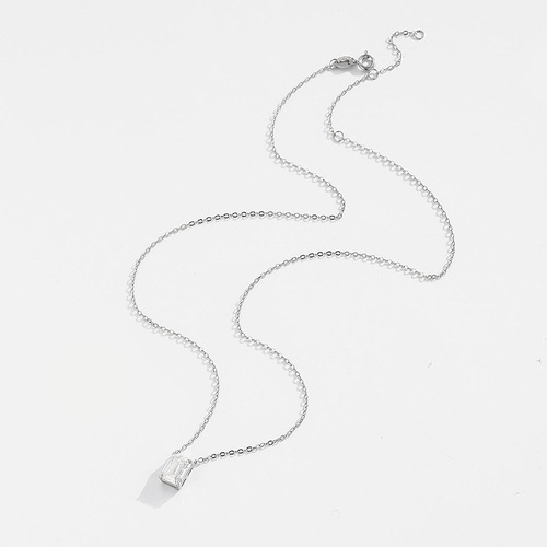 2-Carat Moissanite Pendant Necklace, Emerald Cut, Niche Design, Lightweight & Luxurious 925 Silver, Simple Sugar-Shape Clavicle Chain