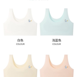 Girls' Development Period Thin Underwear for Junior High School Students, Breathable Fixed Cup Bra for Girls, First Stage Seamless