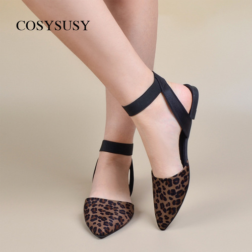 Summer leopard-print flat sandals, new European and American-style mom shoes, low-heeled closed-toe single-layer shoes for women, foreign trade sandals.