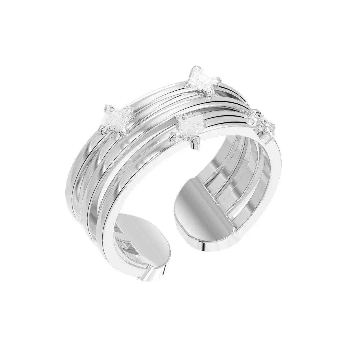 J004 multi-layer ring silver