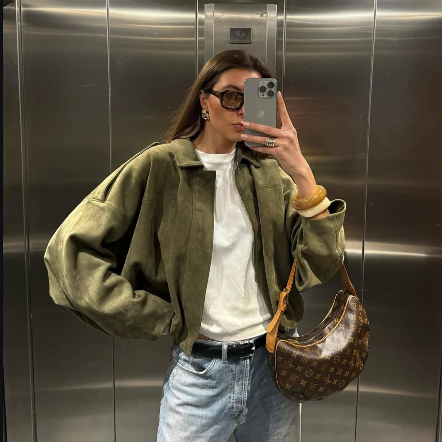 Real shot -2025 spring new French retro zipper lapel elastic suede loose short coat women