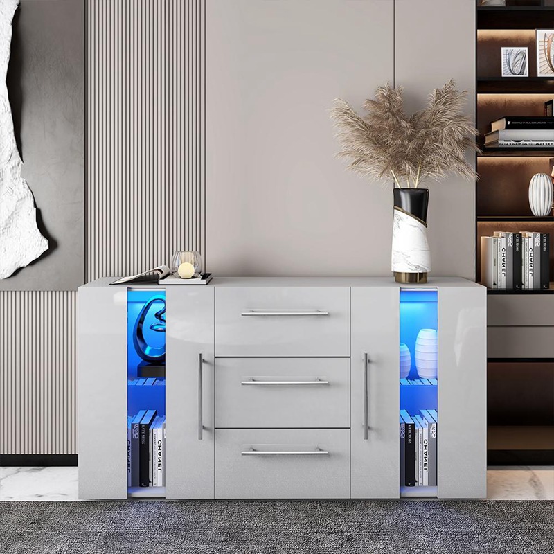 Aparador para el hogar moderno minimalista sala de estar comedor armario multifuncional Luz de lujo con luz gabinete de té gabinete alto
