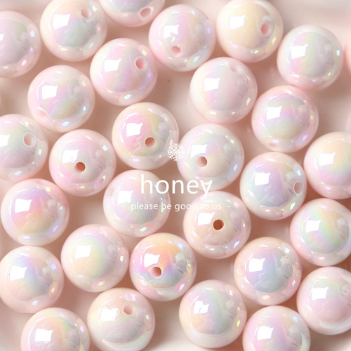 Luminous UV plated two-color mapei beads cream hand-painted beads acrylic beads diy loose bead bracelet mobile phone chain accessories
