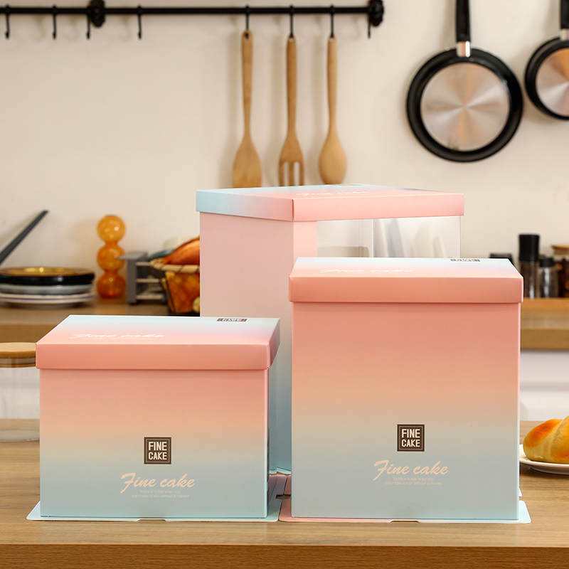 Caja de embalaje de nuevo pastel de cumpleaños translúcido 6 / 8 / 10 / 12 pulgadas caja de pastel de doble capa