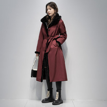 2025秋冬新款连帽派克服獭兔毛内胆兔毛袖皮草外套女水貂毛领大衣